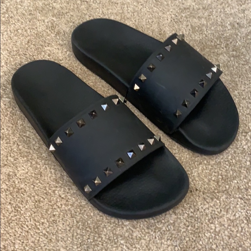 Black Valentino slides